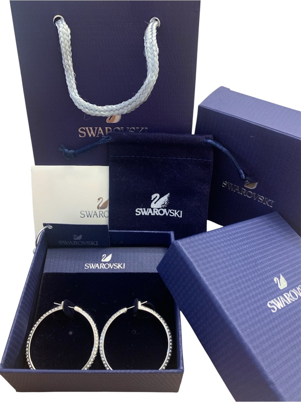 Swarovski Silver Crystal Hoop Earrings